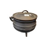 BLACK CAST IRON 3 LEGGED POT & LID