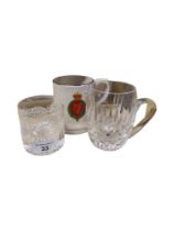 2 X R.U.C (ROYAL ULSTER CONSTABULARY) GLASSES & 1 GLASS MUG