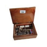 WOODEN BOX - SHAVING AND OTHER ITEMS