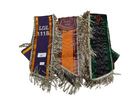 3 VINTAGE LOYAL ORDER SASHES