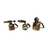 3 OLD BRASS BLOW LAMPS
