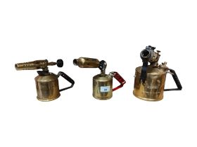 3 OLD BRASS BLOW LAMPS