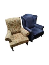 WINGBACK ARMCHAIR & 1 ANTIQUE ARMCHAIR