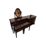 STAG MAHOGANY DRESSING TABLE, PAIR OF BEDSIDE CABINETS & CHEST OF DRAWERS