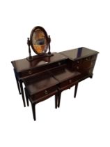 STAG MAHOGANY DRESSING TABLE, PAIR OF BEDSIDE CABINETS & CHEST OF DRAWERS