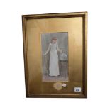 ANTIQUE FRAMED WATERCOLOUR "THE FISH BOWL" BY E.K.JOHNSON