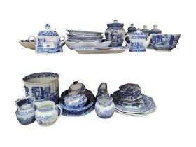 2 SHELF LOTS OF BLUE AND WHITE SPODE