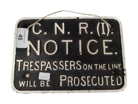SMALL CAST IRON SIGN - G.N.R (I)