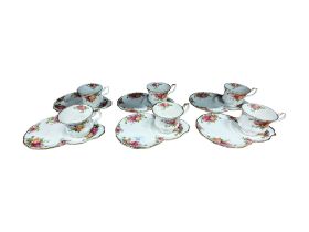 6 ROYAL ALBERT COUNTRY ROSE T.V. CUPS & SAUCERS