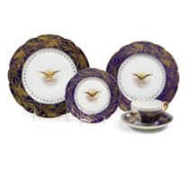 A BENJAMIN HARRISON PRESIDENTIAL SERVICE PLACE SETTING. A Limoges porcelain 5-piece luncheon pla...