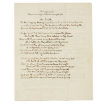 A JOHN QUINCY ADAMS MANUSCRIPT POEM ON THE EVILS OF SLAVERY. ADAMS, JOHN QUINCY. 1767-1848. Au...