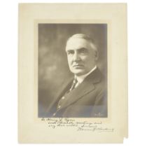 A WARREN G. HARDING SIGNED PHOTOGRAPH. HARDING, WARREN G. 1865-1923. Photograph Signed ('Warren ...