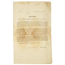 MONROE ISSUES INSTRUCTIONS FOR PRIVATEERS DURING THE WAR OF 1812. MONROE, JAMES. 1758-1831. Prin...