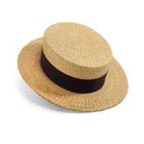 A FRANKLIN DELANO ROOSEVELT STRAW BOATER. A gentleman's 'Superfine' straw boater not with flat c...