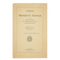 A SIGNED COPY OF HERBERT HOOVER'S SPEECH GIVEN AT THE DEDICATION OF LINCOLN'S TOMB. HOOVER, HERB...