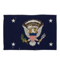 FRANKLIN D. ROOSEVELT'S FINAL PRESIDENTIAL AUTOMOBILE FLAG. A blue wool machine-stitched flag fe...