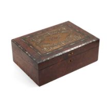 A RUTHERFORD B. HAYES CIVIL WAR-ERA TRAVEL DESK. A metal and shell inlaid fruitwood marquetry fl...