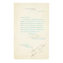 TAFT ON CANADIAN RECIPROCITY. Autograph Endorsement Initialed ('W.H.T.') at the lower margin of ...