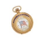 AN 18K GOLD AND ENAMEL WILLIAM MCKINLEY INAGURATION POCKETWATCH. Featuring a manual movement, ro...