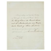 BUCHANAN AUTHORIZIES A TREATY BETWEEN THE U.S. AND THE DAKOTA SIOUX. BUCHANAN, JAMES. 1791-1868....