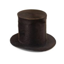 A FRANKLIN PIERCE BRUSHED SILK TOP HAT. Brushed silk top hat by F. Jean, Paris, with grosgrain r...