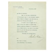 WILSON ARGUES FOR WARTIME AUSTERITY. WILSON, WOODROW. 1856-1924. Typed Letter Signed ('Woodrow W...