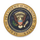 A KENNEDY ADMINISTRATION SEAL OF THE PRESIDENT OF THE UNITED STATES. Circular plaster painted se...