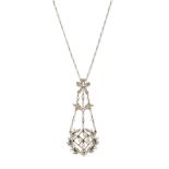SEED PEARL AND DIAMOND PENDANT NECKLACE,
