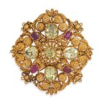 CHRYSOBERYL AND RUBY CANNETILLE BROOCH,