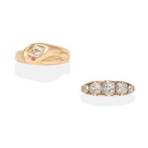 TWO DIAMOND-SET RINGS (2)