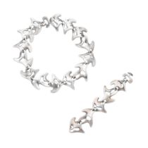 HENNING KOPPEL FOR GEORG JENSEN: SILVER NECKLACE AND BRACELET SUITE, (2)