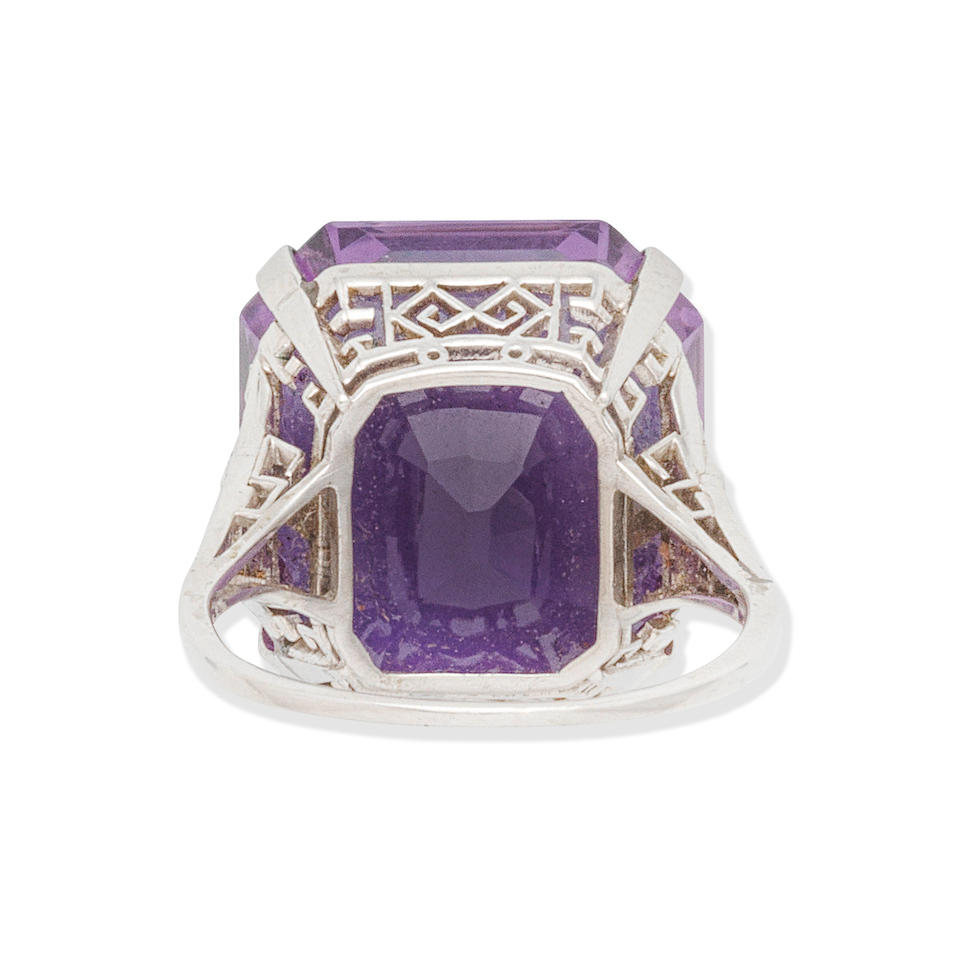 AMETHYST AND DIAMOND DRESS RING, - Image 2 of 3