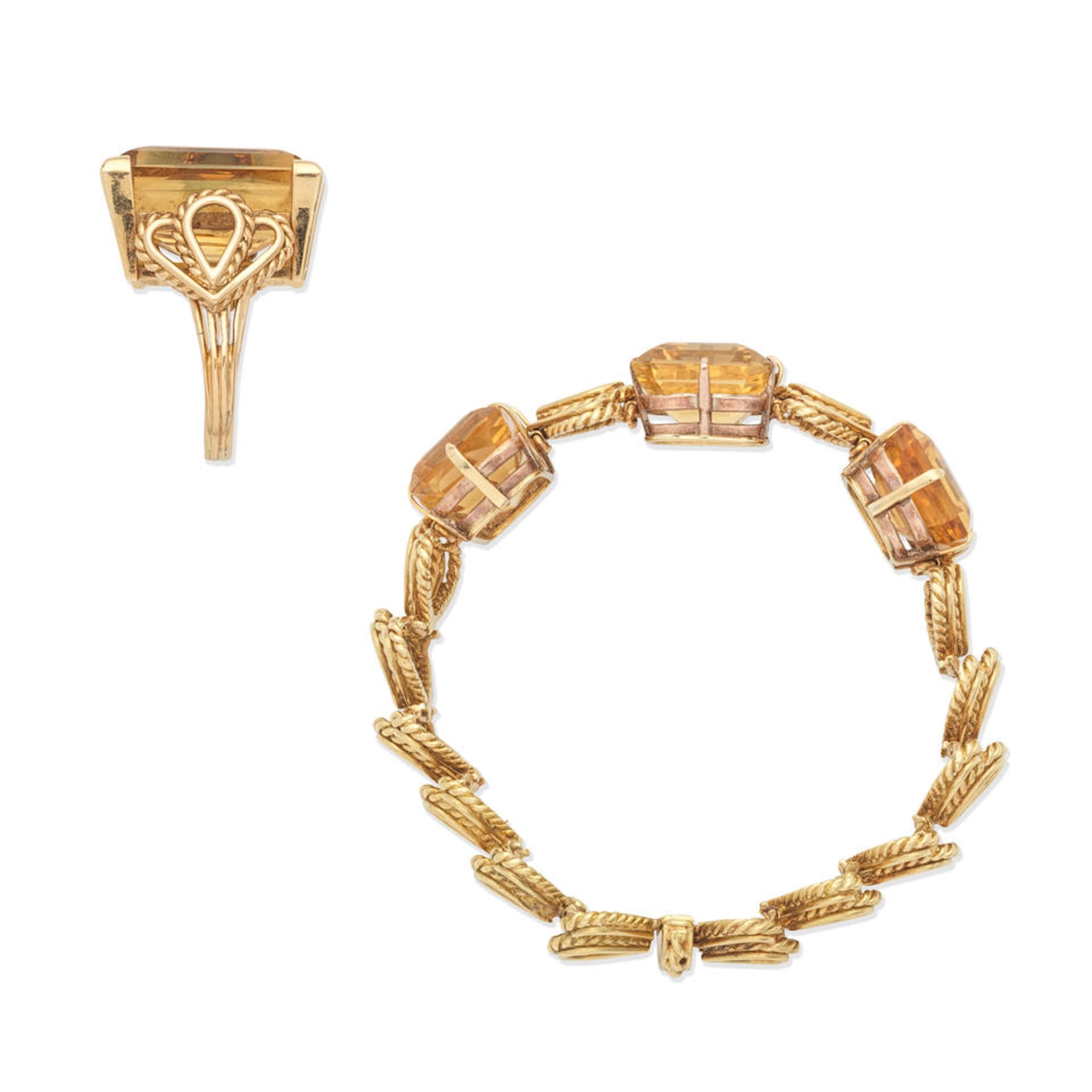 CITRINE RING BY HALLER JEWELLERY COMPANY AND A CITRINE BRACELET (2) - Image 2 of 3