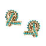 TURQUOISE KNOT EARCLIPS,