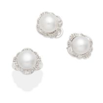 CULTURED PEARL RING AND EARRINGS (2)