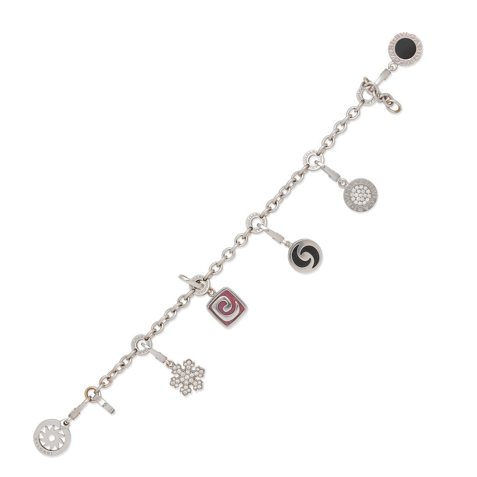 BULGARI: DIAMOND AND GEM-SET CHARM BRACELET