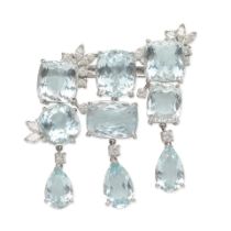 AQUAMARINE AND DIAMOND BROOCH