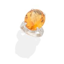 CITRINE AND DIAMOND RING,