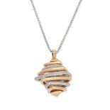 FOPE: DIAMOND-SET 'WILD ROSE' PENDANT/NECKLACE,