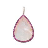 MARGHERITA BURGENER: MORGANITE, RUBY AND DIAMOND PENDANT