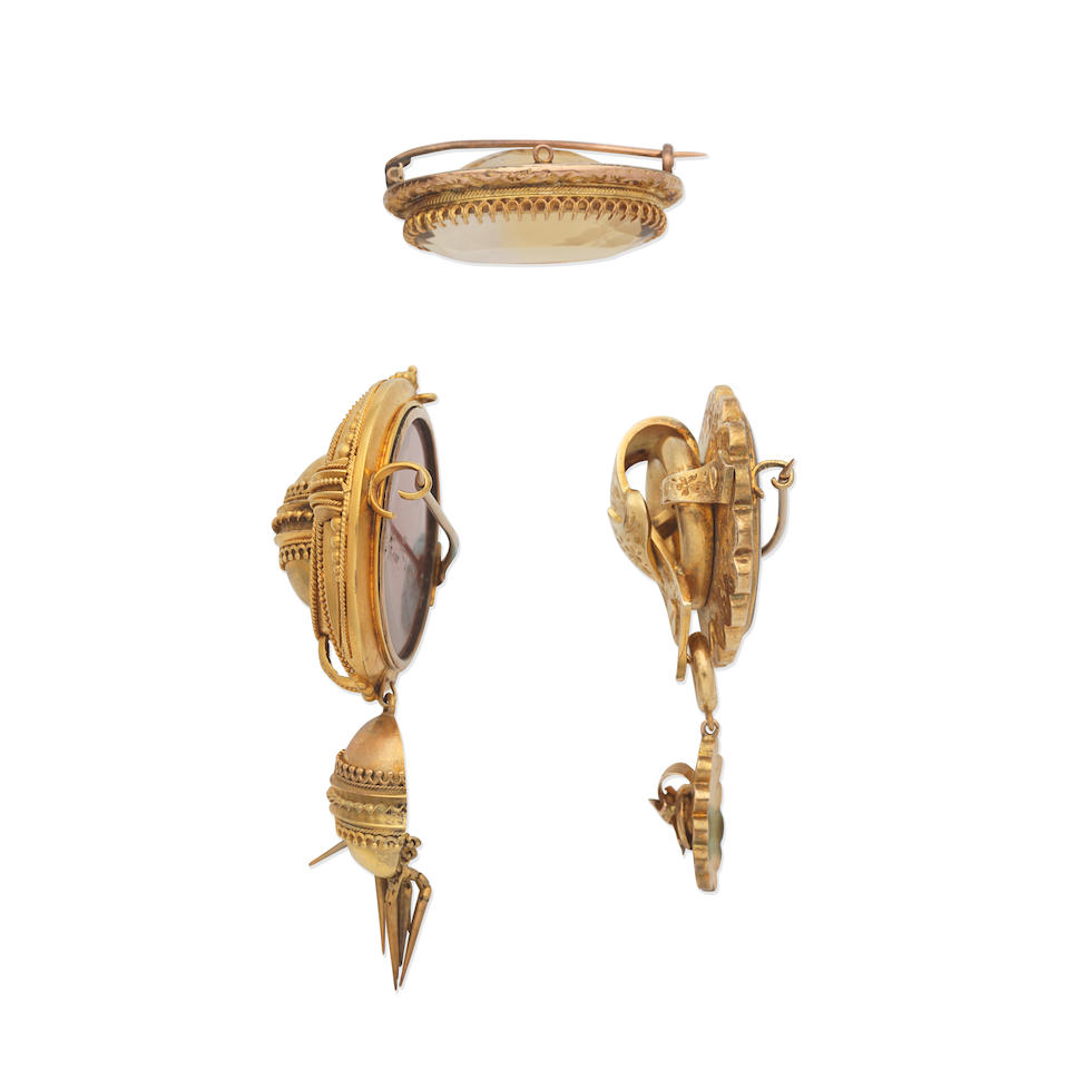 TWO GOLD BROOCHES AND CITRINE BROOCH, (3) - Image 2 of 3