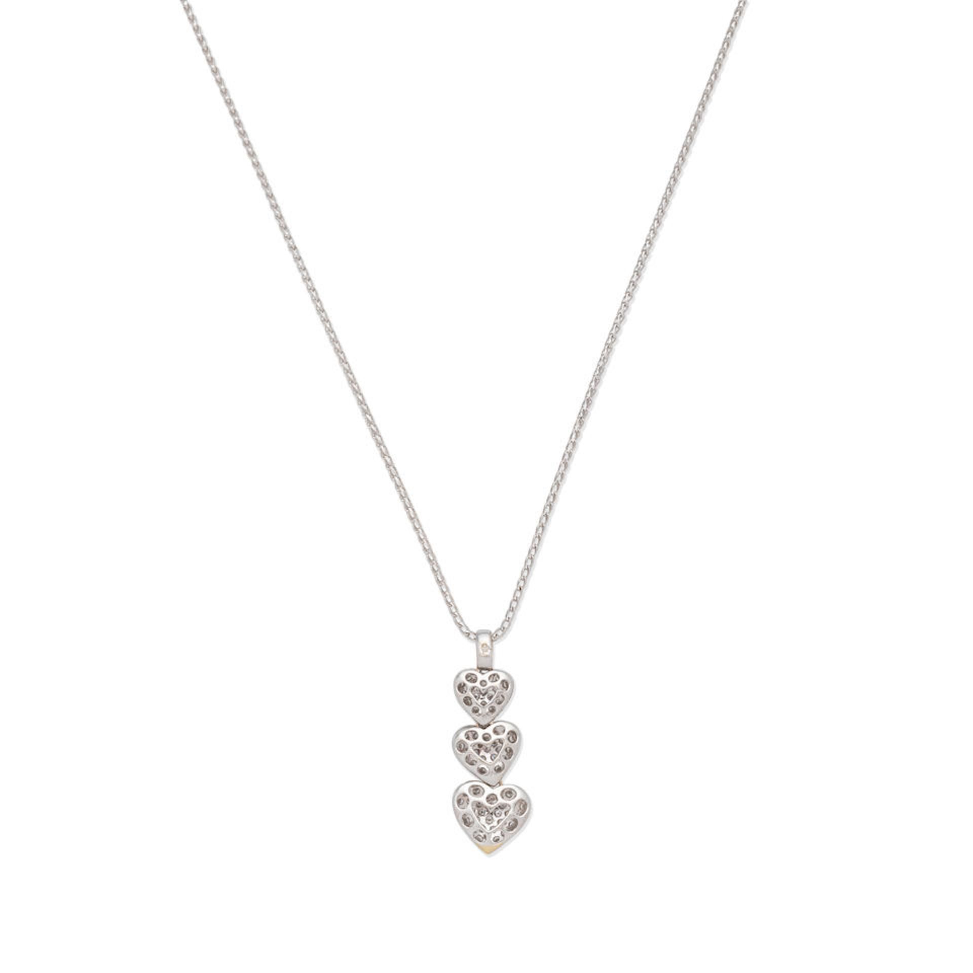 MAPPIN & WEBB: DIAMOND TRIPLE HEART PENDANT, - Bild 2 aus 2