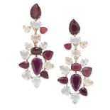 DIANE VON FURSTENBURG FOR H.STERN: GEM-SET AND DIAMOND 'HARMONY' PENDENT EARRINGS