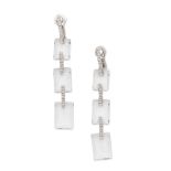 MARGHERITA BURGENER: ROCK CRYSTAL AND DIAMOND PENDENT EARRINGS