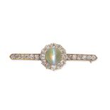 CAT'S EYE CHRYSOBERYL AND DIAMOND BROOCH,