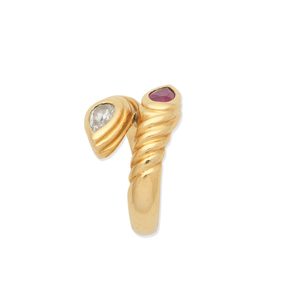 BULGARI: RUBY AND DIAMOND 'DOPPIO' RING - Image 3 of 3