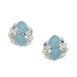 AQUAMARINE AND DIAMOND EARRINGS