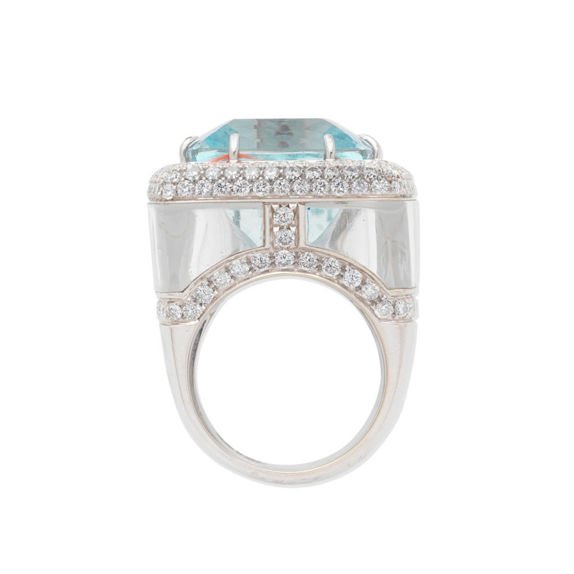 MARGHERITA BURGENER: AQUAMARINE, ROCK CRYSTAL AND DIAMOND DRESS RING - Image 2 of 4