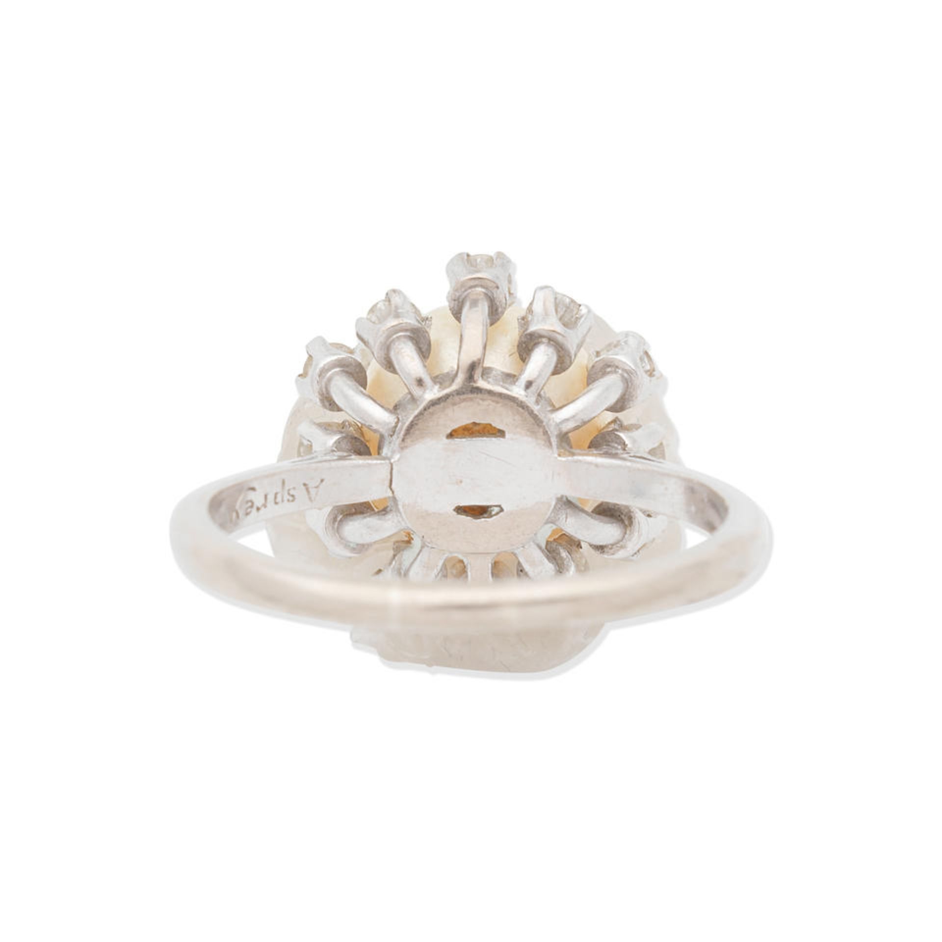 ASPREY: CULTURED PEARL AND DIAMOND RING - Image 2 of 3