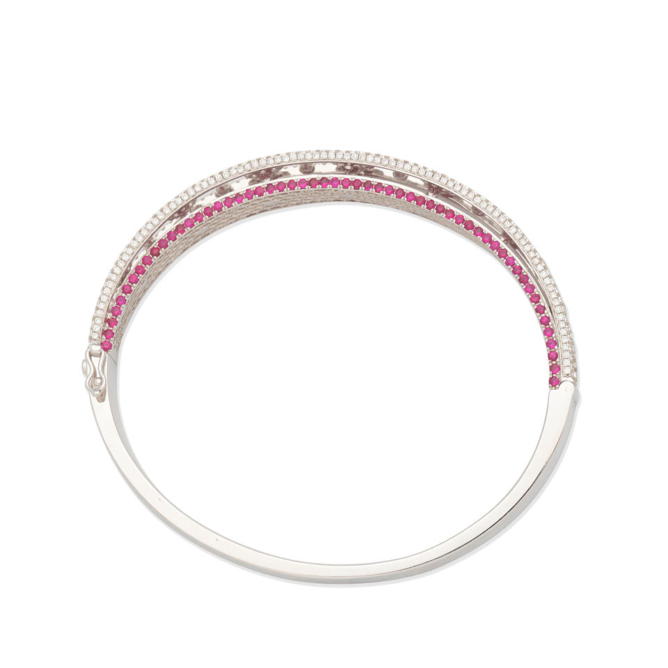 RUBY AND DIAMOND BANGLE, - Image 2 of 3